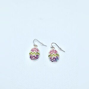 Easter Egg Rhinestone Drop Dangle Earrings
